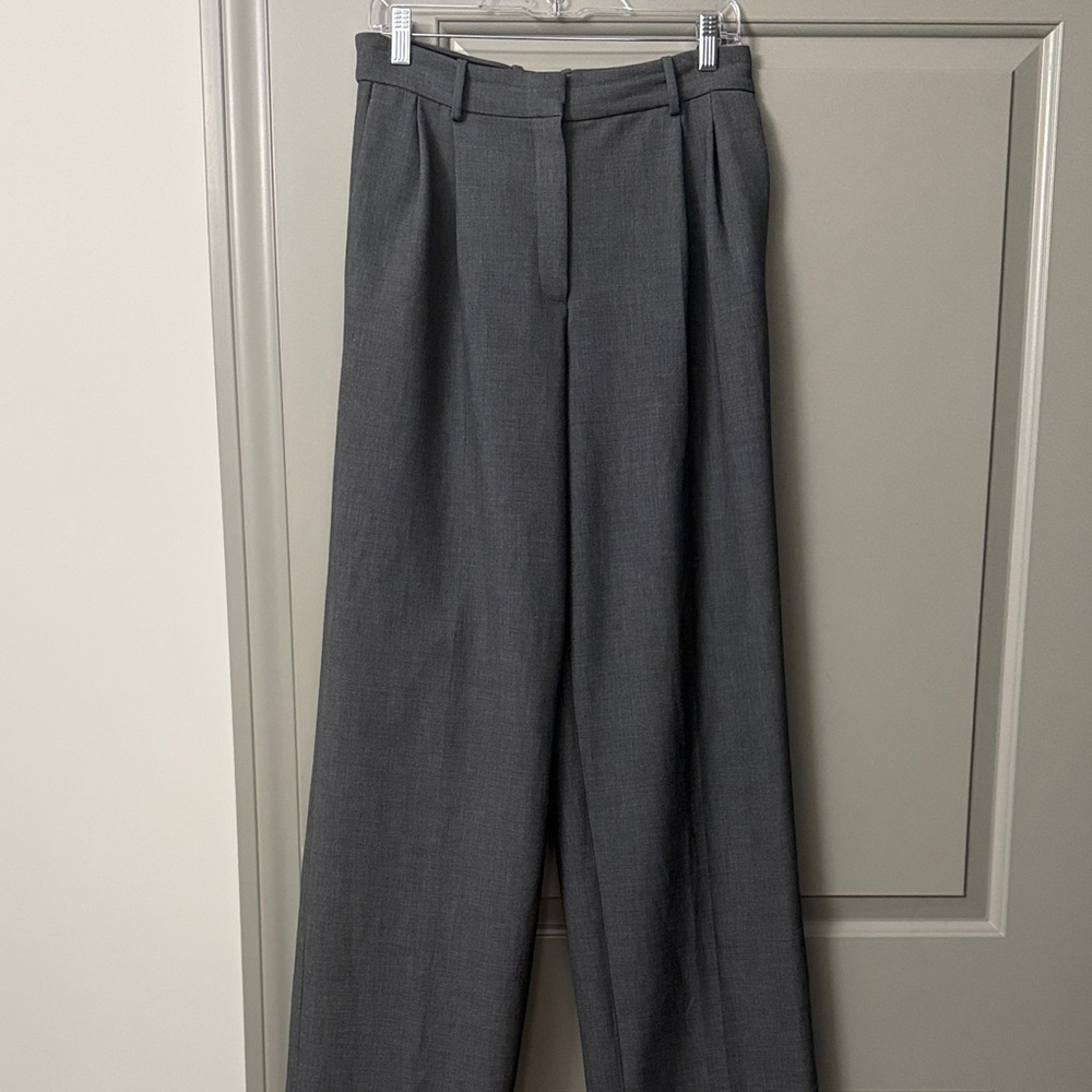 Babaton Slate Gray Wide-Leg Trousers